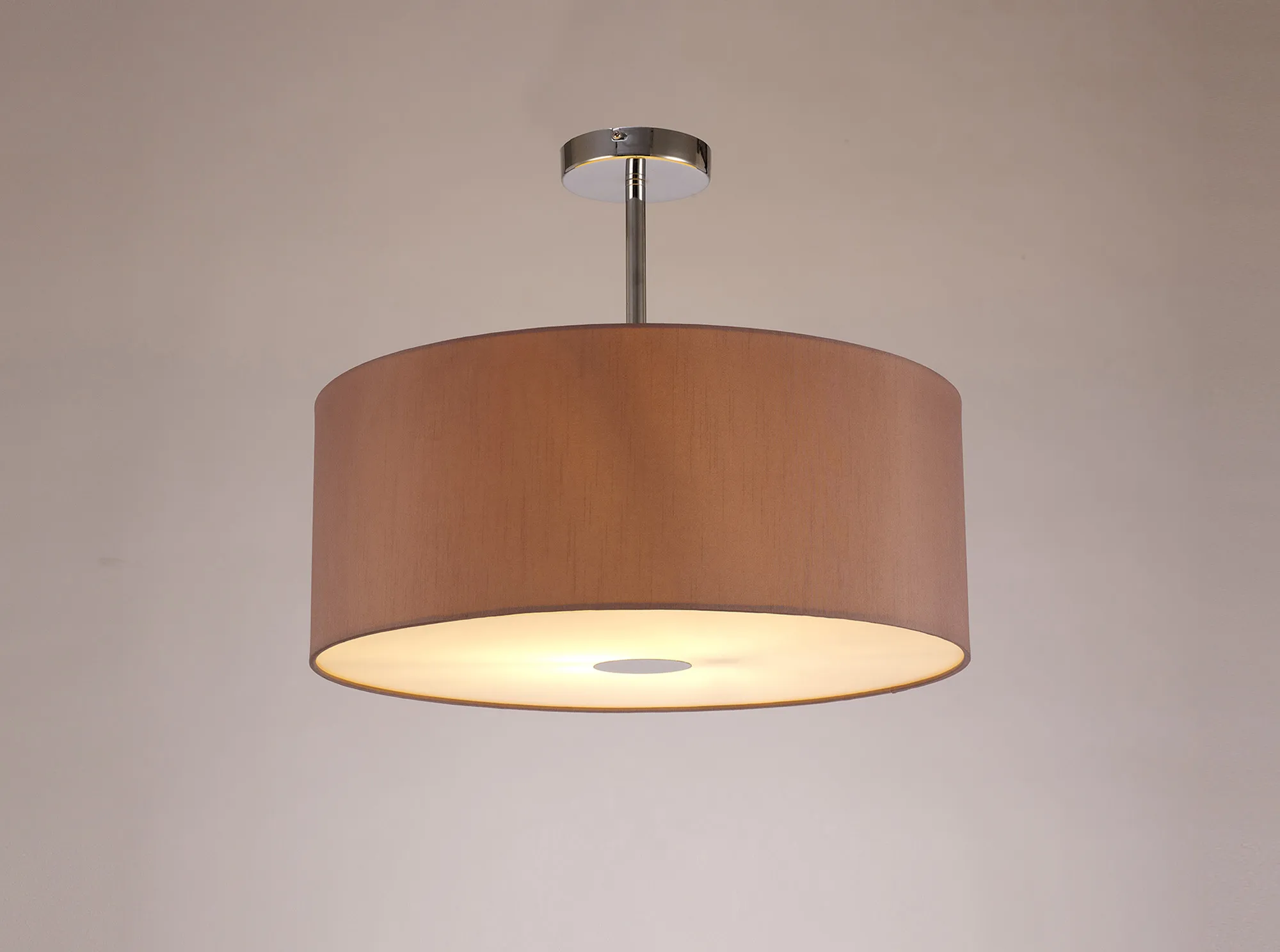Baymont 50cm Semi Flush 1 Light Polished Chrome, Taupe/Halo Gold, Frosted Diffuser DK0105  Deco Baymont CH TA